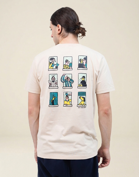 T-shirt en coton bio | crème "building" - Olow