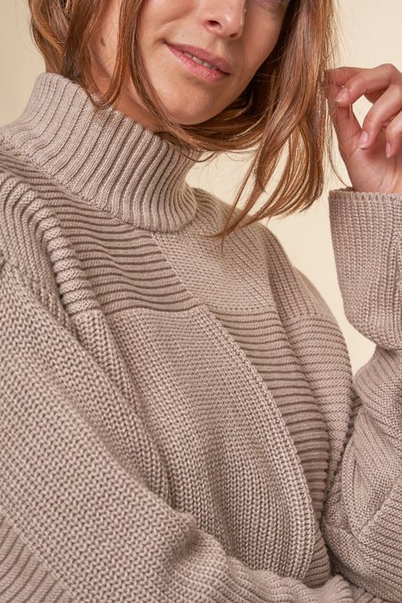 Pull en maille de coton bio | gris clair "cotton loose fit crew neck knit light feather gray", Knowledge Cotton Apparel