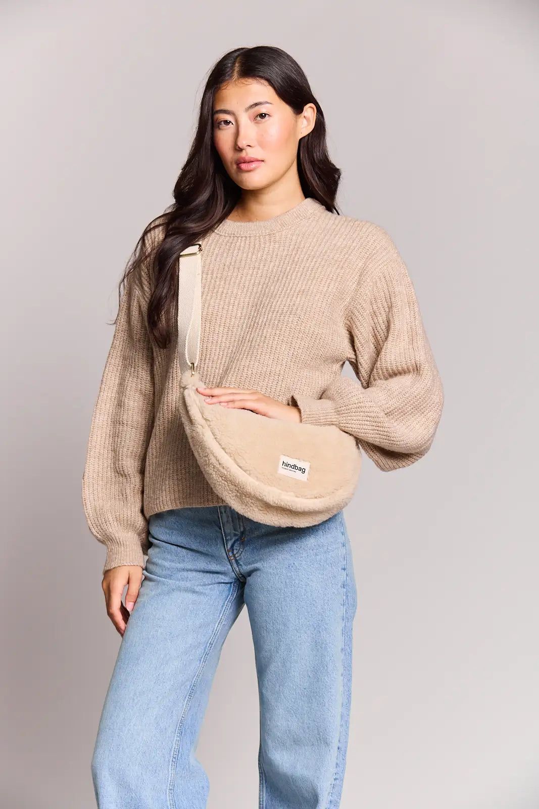 Sac bandoulière en matière recyclée | beige "andrea teddy", Hindbag, photo 1