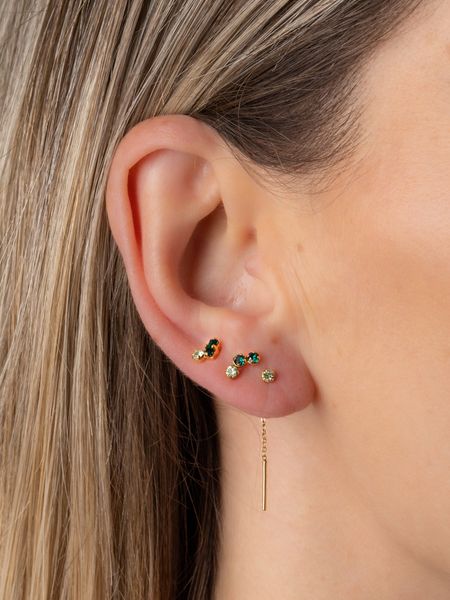 Boucles d'oreilles en plaqué or certifié | doré "paire marius chrysolite", April Please, photo 2