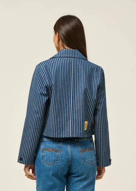 Veste en coton bio | rayé "railway stripes astrid jacket", Thinking Mu, photo 5