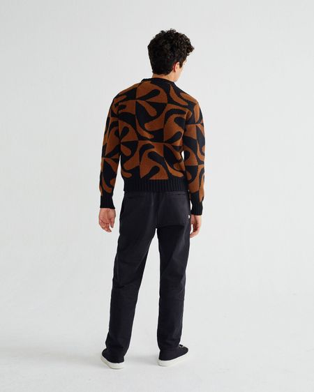 Pull motifs marron et noir en laine - khem, Thinking Mu, photo 5