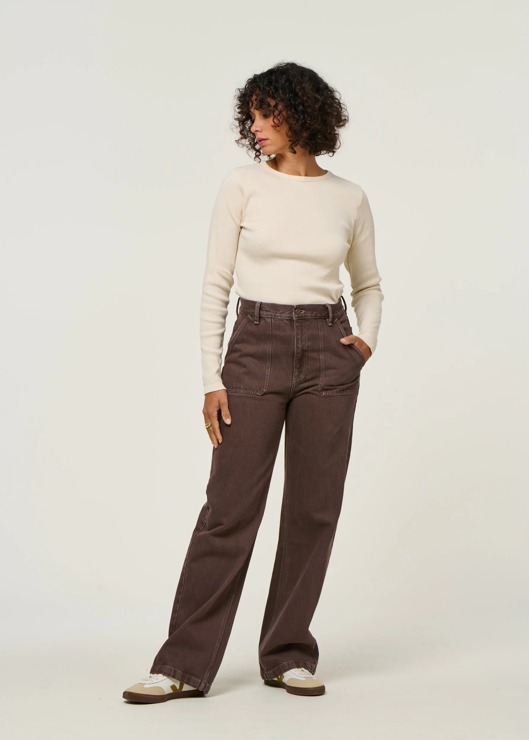 Jean droit large en coton bio | marron "asta workwear pants", Nudie Jeans, photo 4
