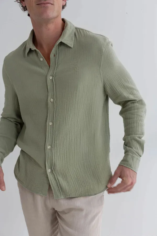 Chemise en gaze de coton bio | vert clair "Unyee - light green", Twothirds