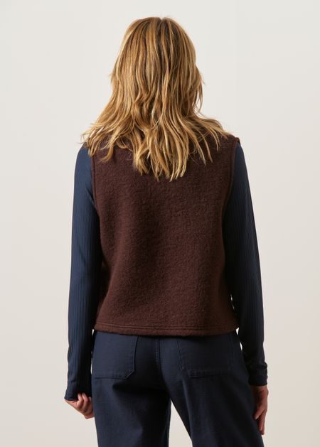 Pull sans manches en laine et coton bio | marron "Cropped vest - rosewood brown", Rotholz, photo 4
