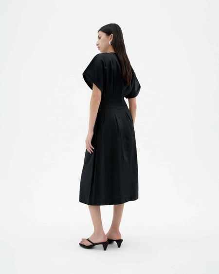 Robe midi en coton bio | noir "black laura dress", Thinking Mu, photo 2