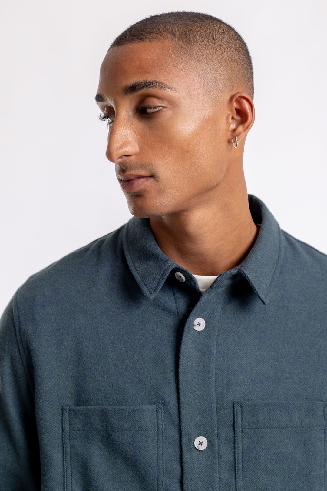 Chemise en flannelle verte en coton bio - casual shirt green speckle, Rotholz, photo 2