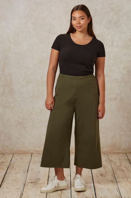 Pantalon large 3/4 khaki en coton bio - chandre, People Tree, photo 3