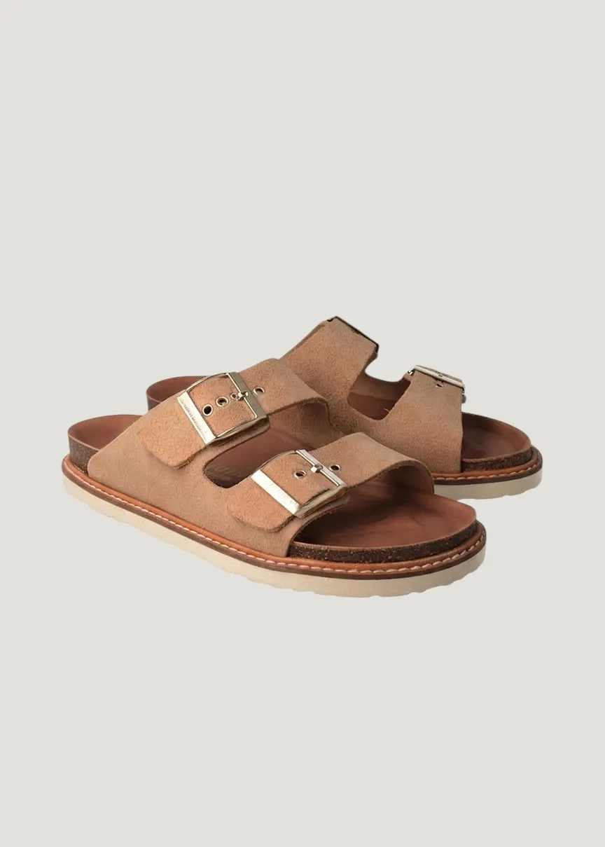 Sandales en cuir suède certifié | beige "hawaii velour almond", Genuins, photo 2