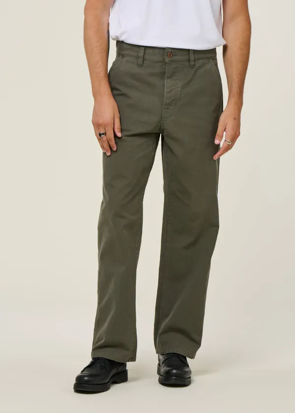 Pantalon large en coton bio | vert "tuff tony pants duck canvas", Nudie Jeans