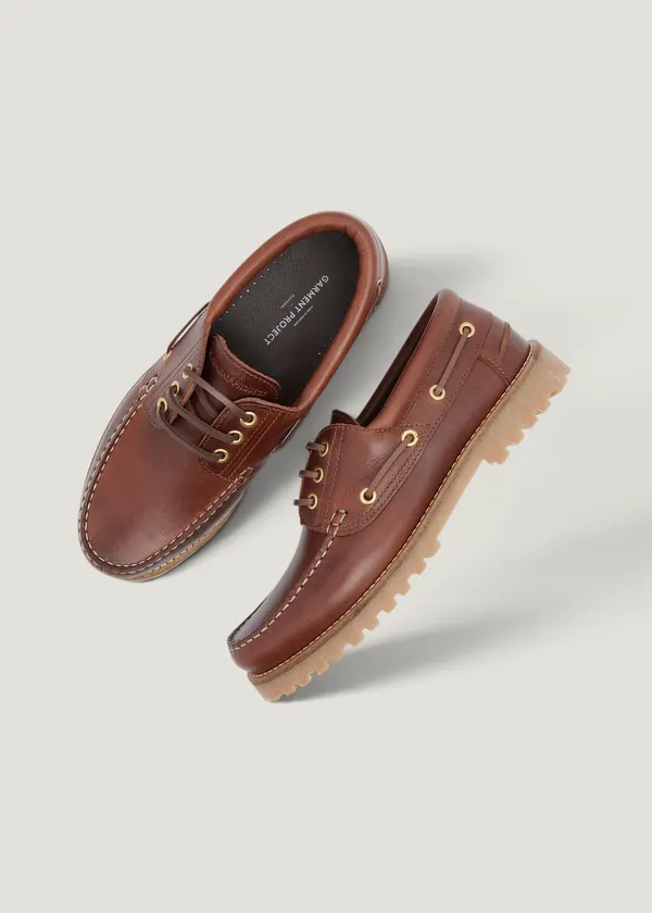 Chaussures bateau en cuir certifié | ollie boat shoe - brown leather, Garment Project