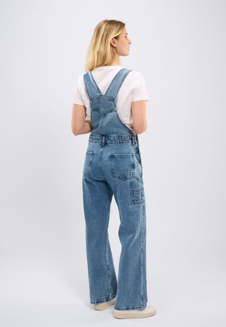 Salopette en jean en coton recyclé - reborn gale bibs jeans bleached stonewash, Knowledge Cotton Apparel, photo 2
