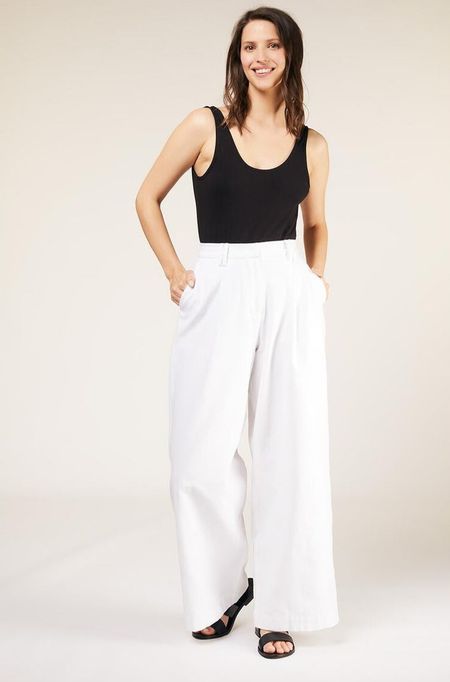 Pantalon ample blanc en coton bio - amita, People Tree, photo 1