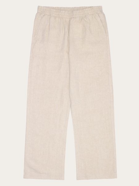 Pantalon ample en lin bio | écru "posey wide mid-rise linen pants light feather gray", Knowledge Cotton Apparel, photo 4