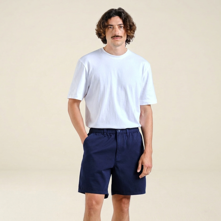 Short en coton bio | marine "olmen navy - black iris" - Dedicated