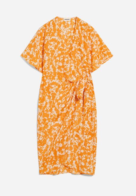 Orangefarbenes gemustertes Wickelkleid aus Tencel - nataale mangorange, Armedangels, Foto 4