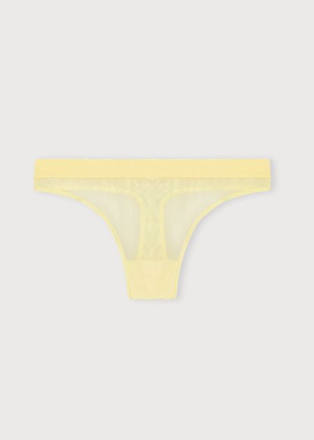 String en coton biologique | jaune "mesh thong - light lemon"