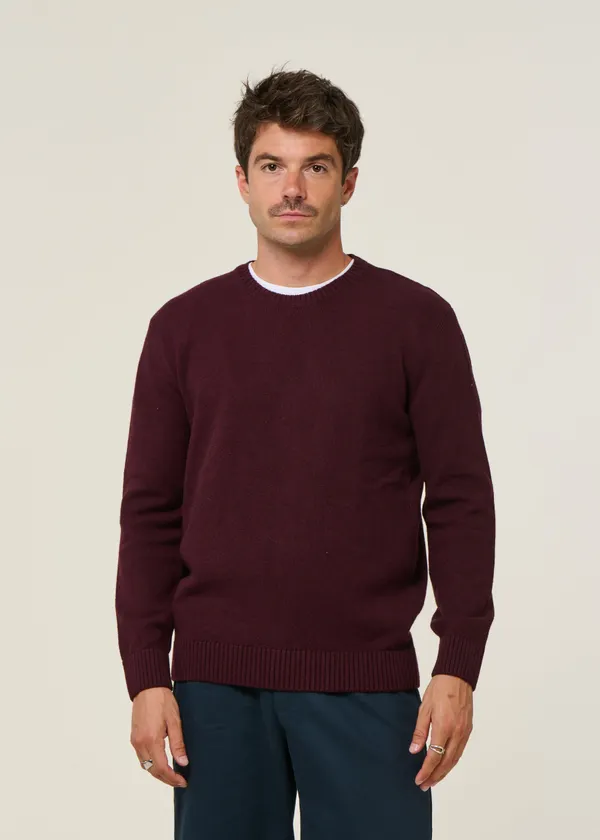 Pull col rond bordeaux en laine mérinos recyclée - oxblood red, Colorful Standard