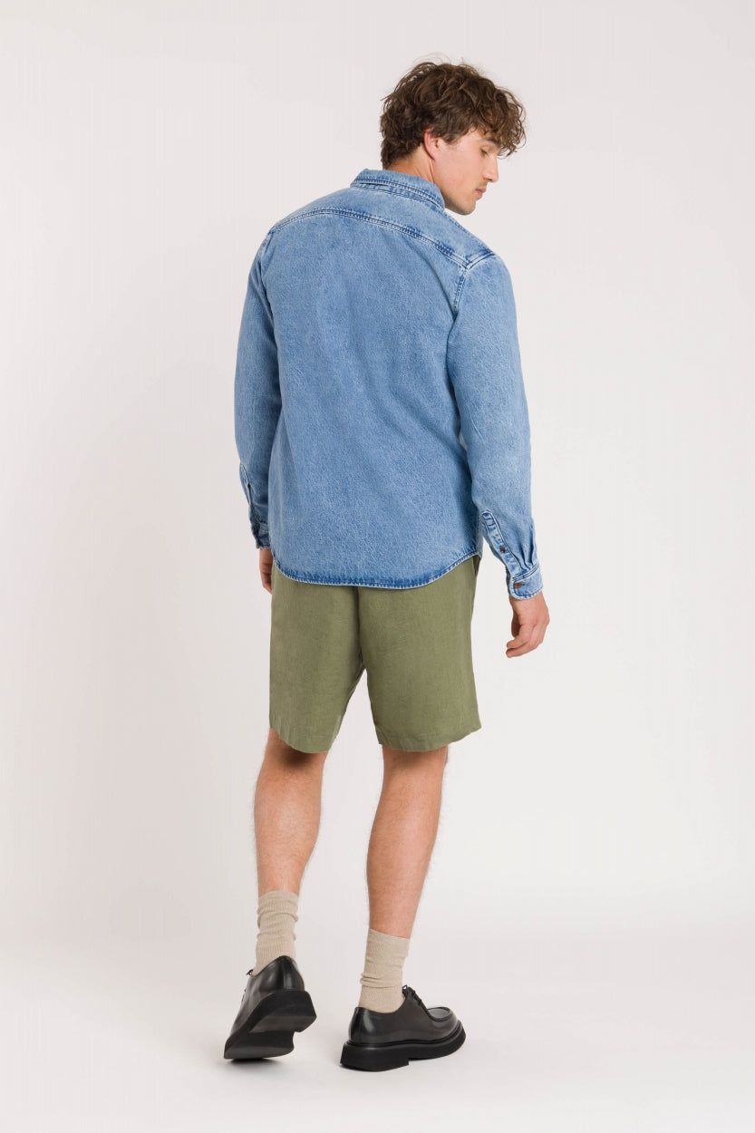 Short en lin | vert "reagan four leaf clover", Kings of Indigo, photo 3