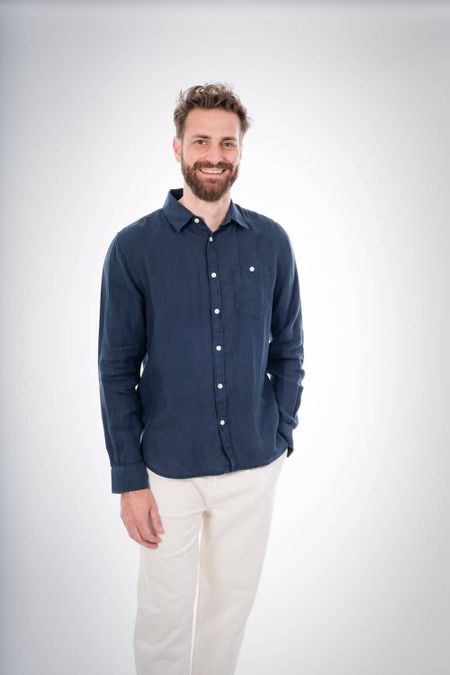Chemise bleu nuit en lin - larch