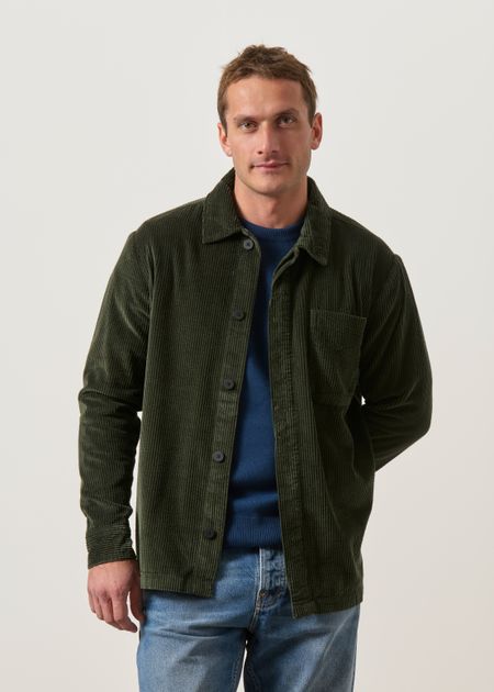 Surchemise velours côtelé en coton bio | vert "corduroy overshirt forrest night" - Knowledge Cotton Apparel