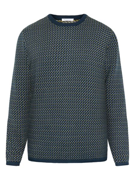 Pullover aus Bio-Baumwolle | Blau "jacquard crew neck knit - 9921 blue", Knowledge Cotton Apparel, Foto 4