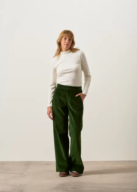 Pantalon velours taille élastiquée vert "billie" - vert, WeDressFair, photo 3