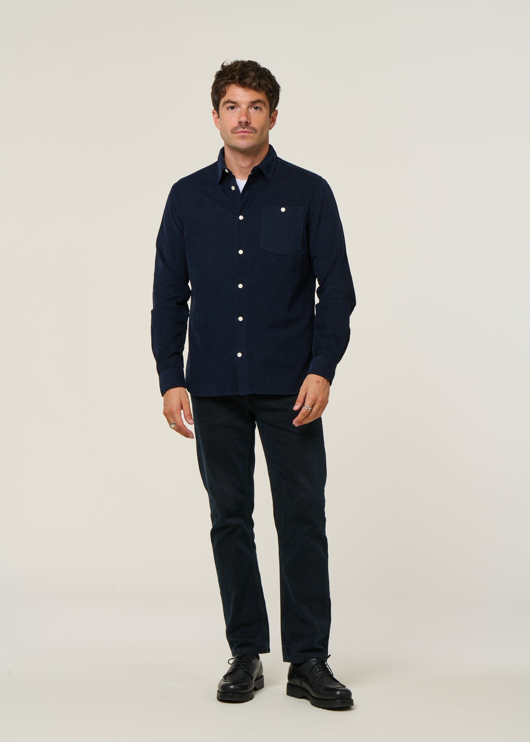 Cordhemd aus Bio-Baumwolle | Marine "corduroy shirt total eclipse", Knowledge Cotton Apparel, Foto 4