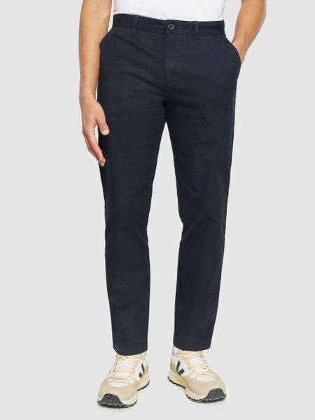 Pantalon droit en coton bio | marine "chuck regular flannel herringbone chinos night sky"