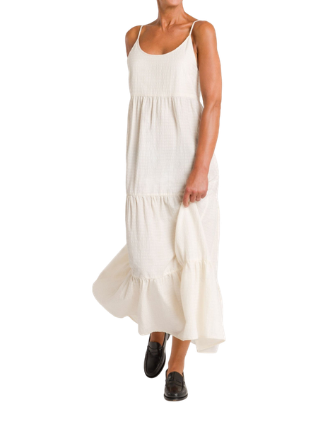 Robe longue à bretelles en coton bio | écru "jito  off white"