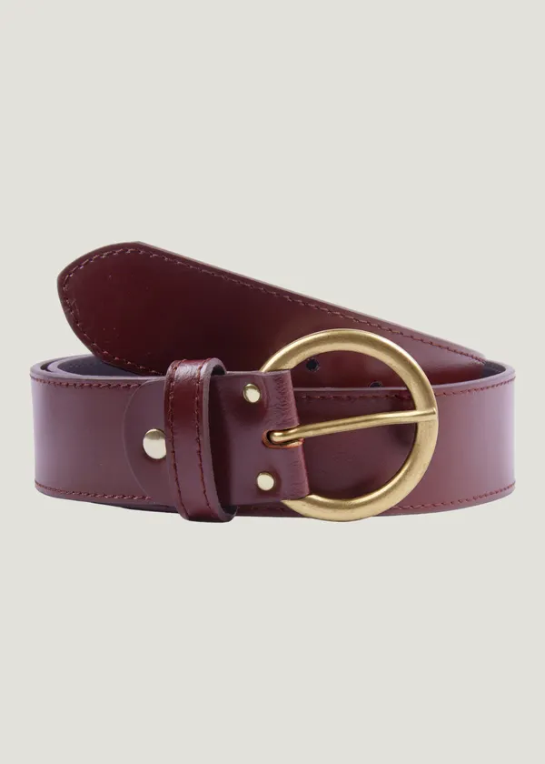 Ceinture en cuir à tannage végétal | bordeaux "bohème", Jules & Jenn