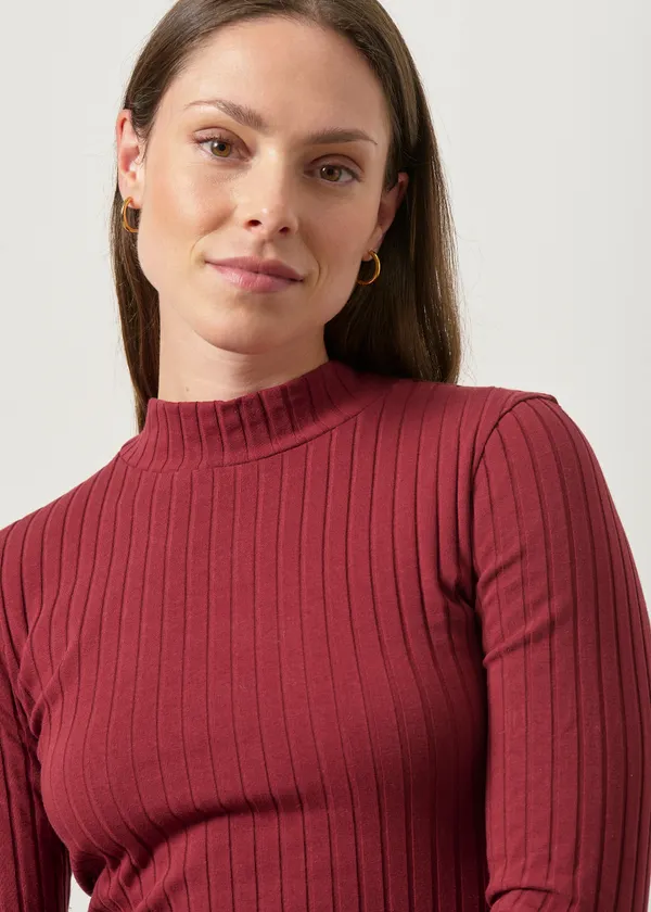 Sous-pull côtelé en coton bio | bordeaux "Elma", WeDressFair