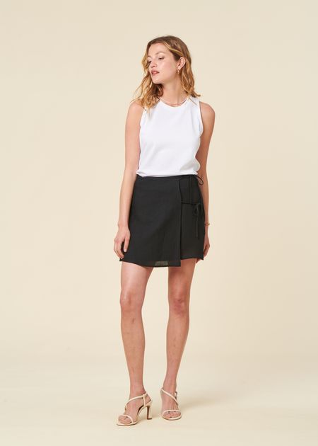 Jupe en lin | noir "kys - black" - Jan'n June