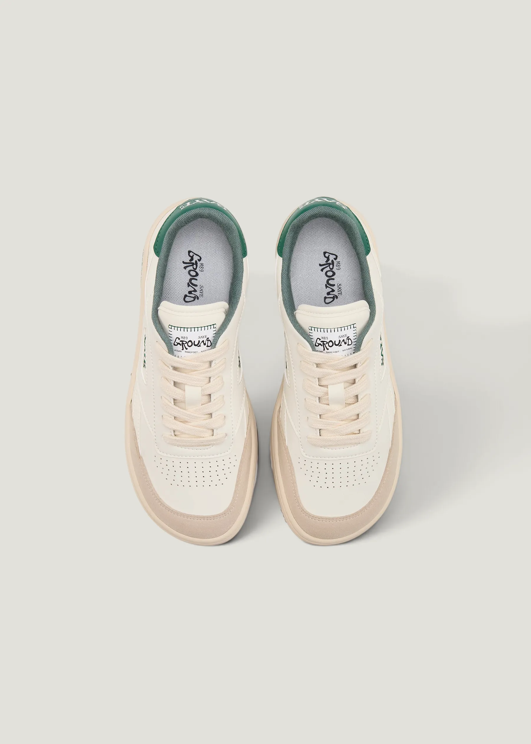 Basket barefoot vegan | beige et vert "M89 ground barefoot - pine - green", SAYE, photo 2