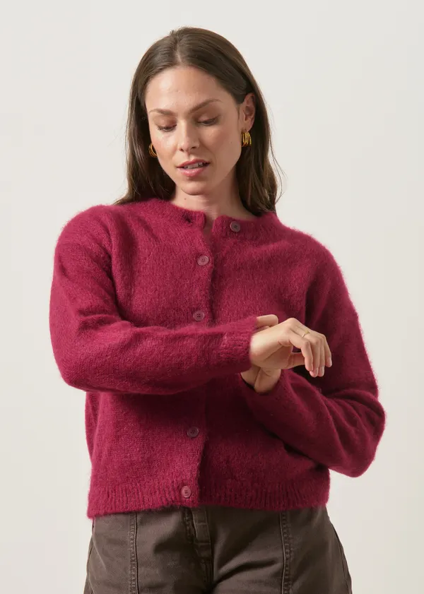Gilet en mohair certifié | aubergine "moha", WeDressFair
