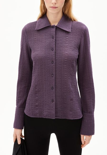 Chemise texturée en coton bio | violet "fradaa crinkle blue ash"