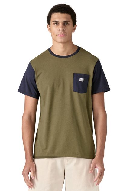T-shirt en matières recyclées | vert "shop sticker pocket responsibili-tee - tent green"