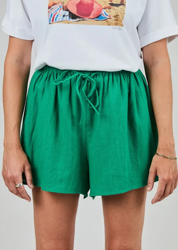 Short en lin et ecovero | vert "Bali loose shorts green - green", Brava Fabrics