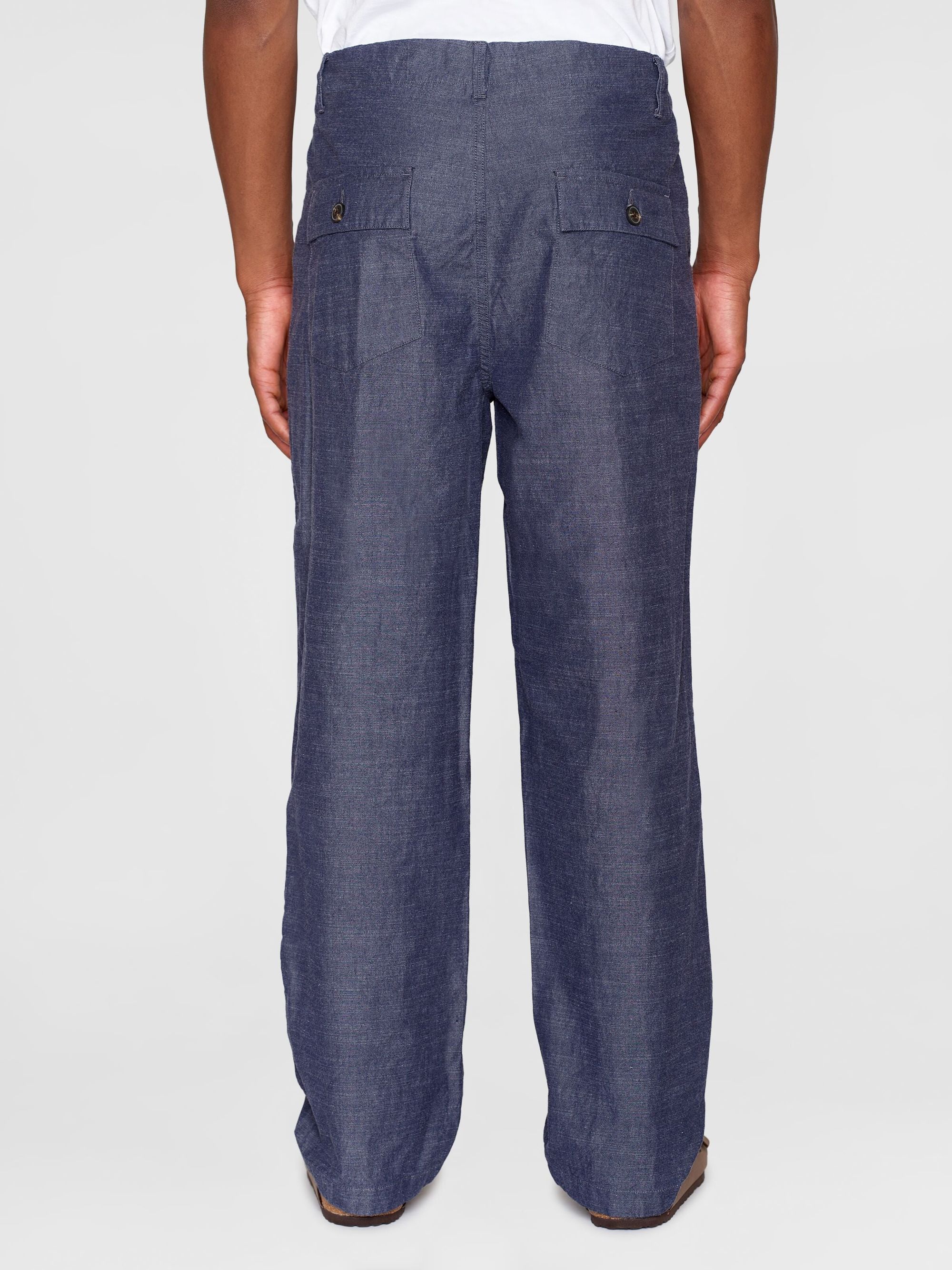 Pantalon léger ample en coton bio | bleu denim "flint wide slub yarn pants night sky", Knowledge Cotton Apparel, photo 2