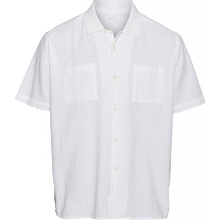 Chemise à manches courtes blanche en lin et coton bio - wave