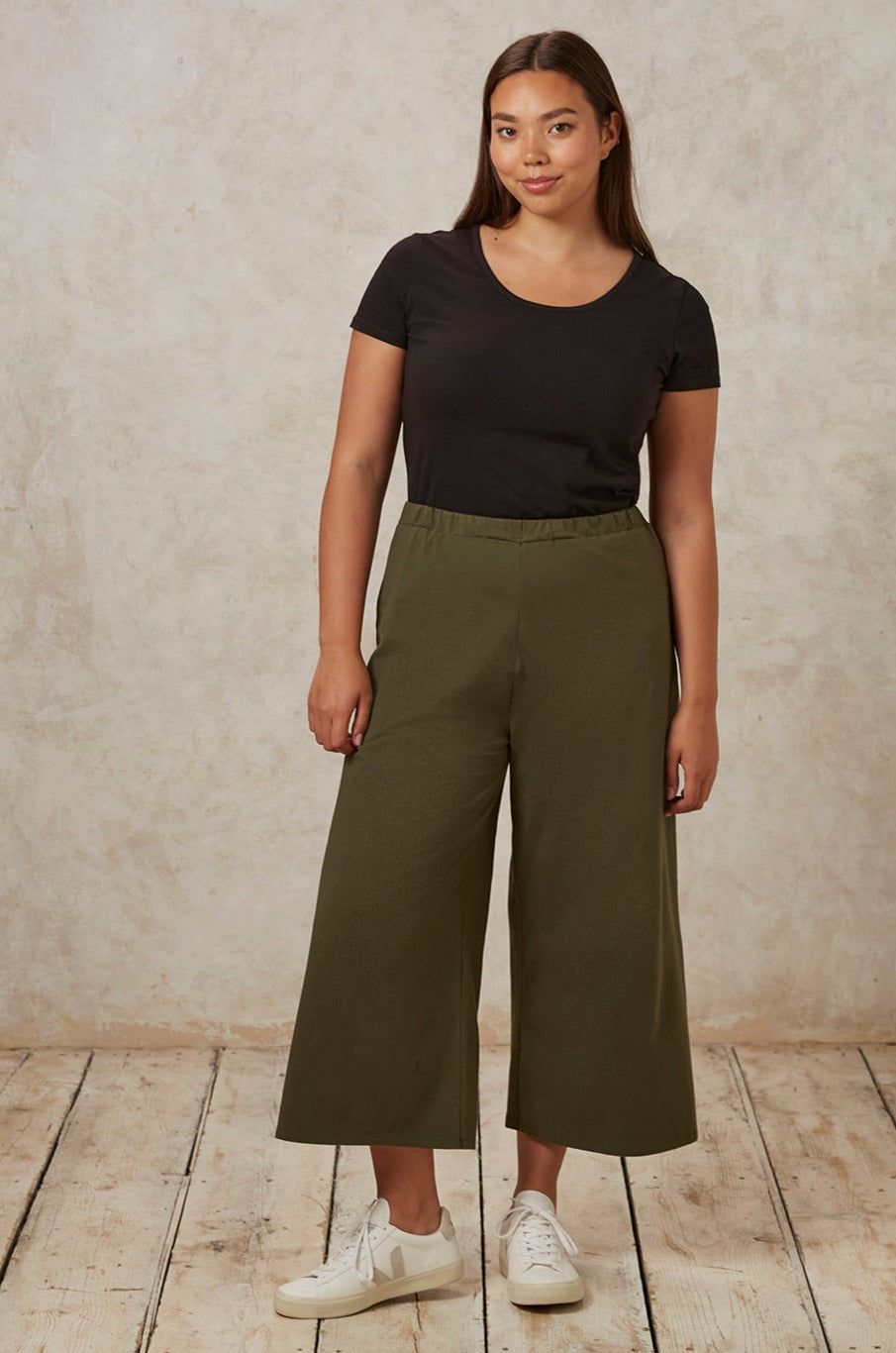 Pantalon large 3/4 khaki en coton bio - chandre, People Tree, photo 3