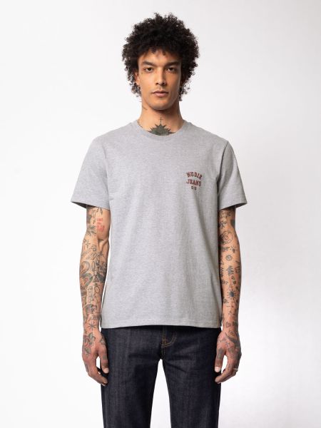 T-shirt gris en coton bio - roy logo tee greymelange