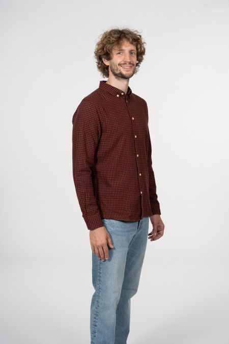Chemise à carreaux rouge en coton bio - larch arabian spice, Knowledge Cotton Apparel, photo 3