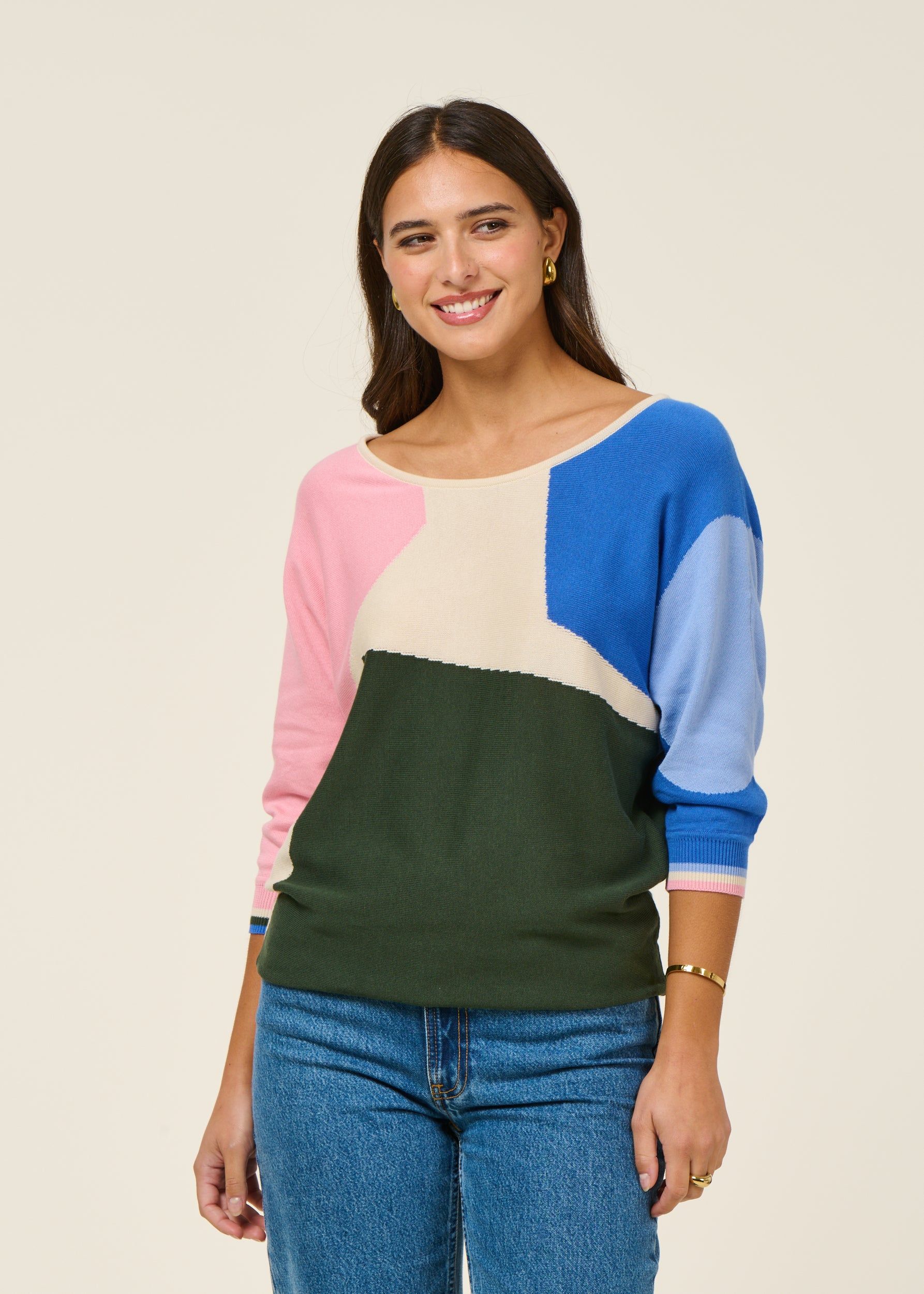 Pull manches 3/4 en coton bio | multicolore "naike - multicolour", SKFK, photo 1