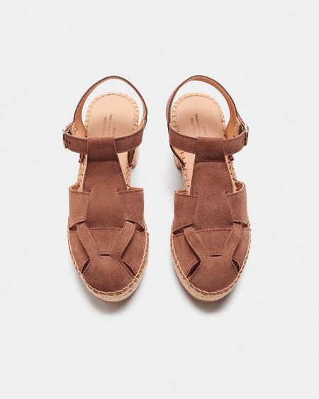 Espadrilles à talons en cuir certifié | marron "olile tostado - brown" - Naguisa