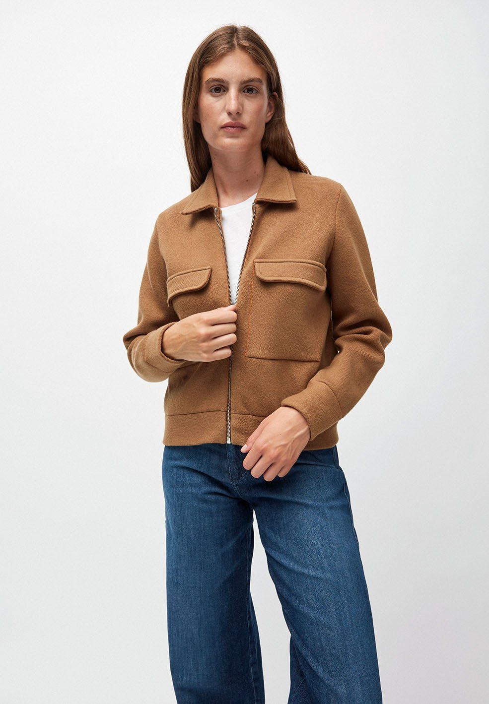 Veste marron en coton et laine bio  - alondraa, Armedangels, photo 1