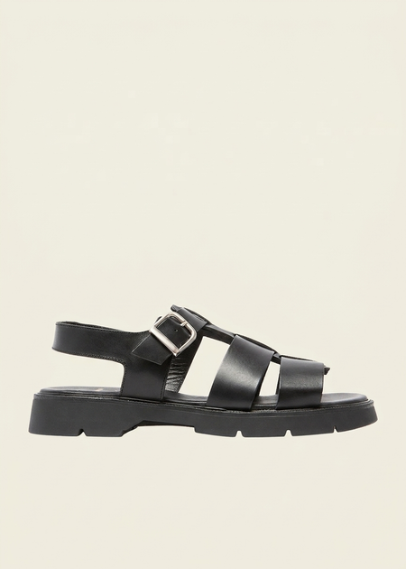 Sandales made in france en cuir tannage végétal certifié | noir "ballast vgt" - Kleman