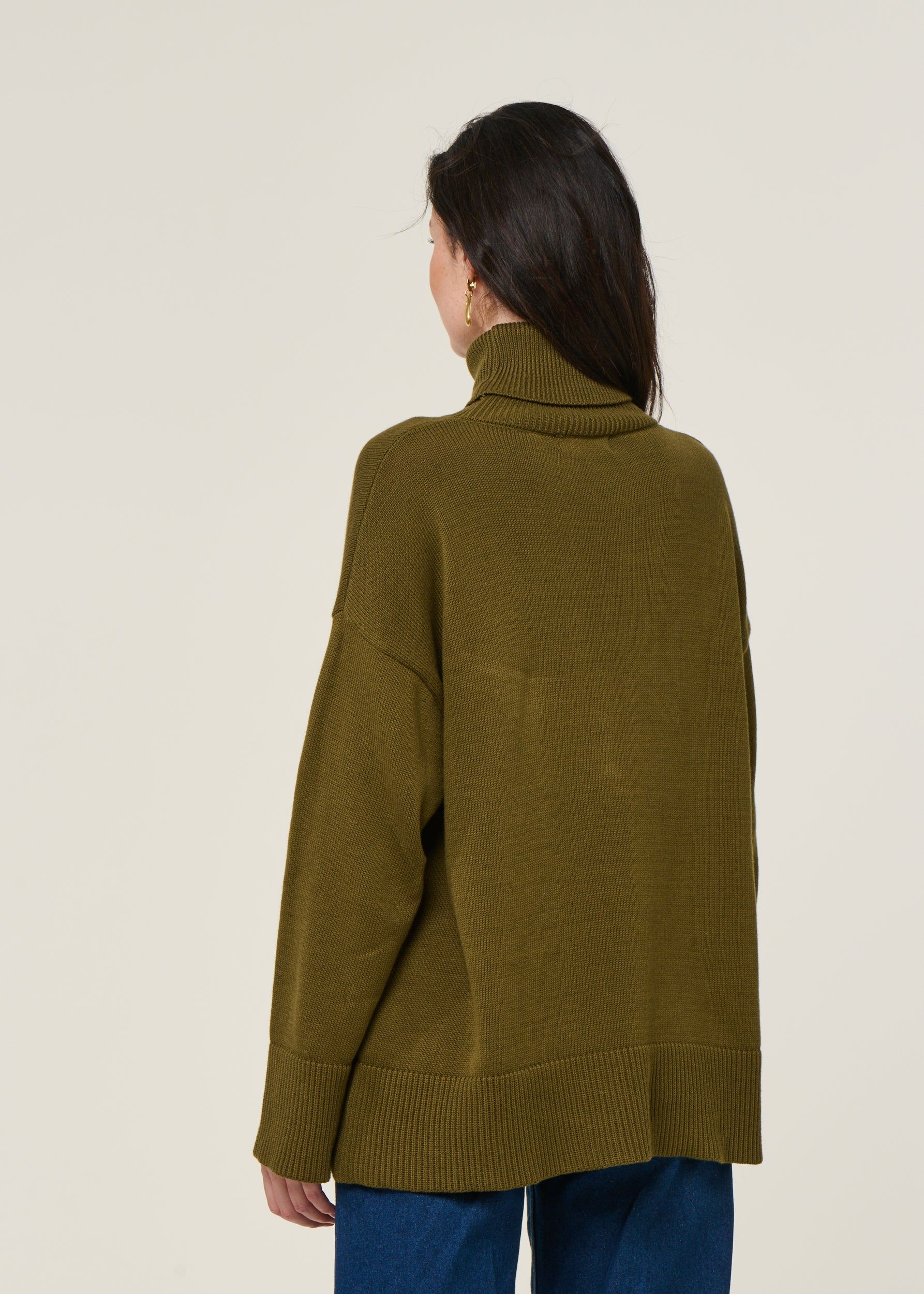 Pull col roulé en coton bio | vert "mua - woody olive", Jan'n June, photo 3