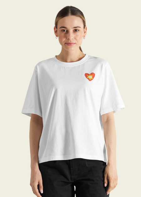 T-shirt en coton bio | blanc "vadstena good vibes white" - Dedicated