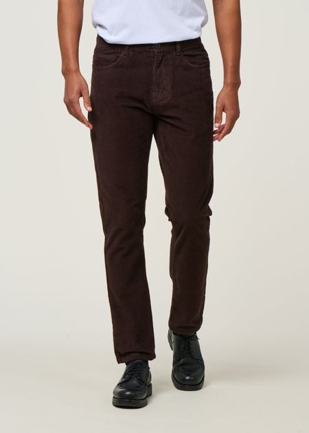 Pantalon droit velours en coton bio | marron "chuck 5-pocket corduroy - chocolate torte"